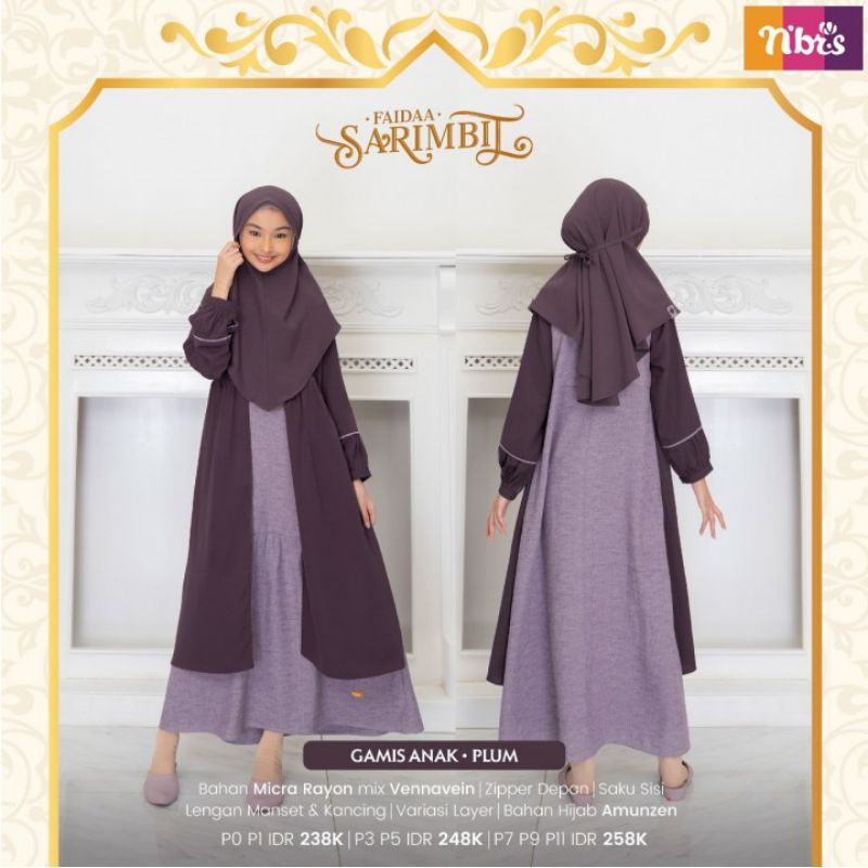 GAMIS ANAK NIBRAS FAIDAA SARIMBIT NIBRAS FAIDAA GREY LILAC PLUM