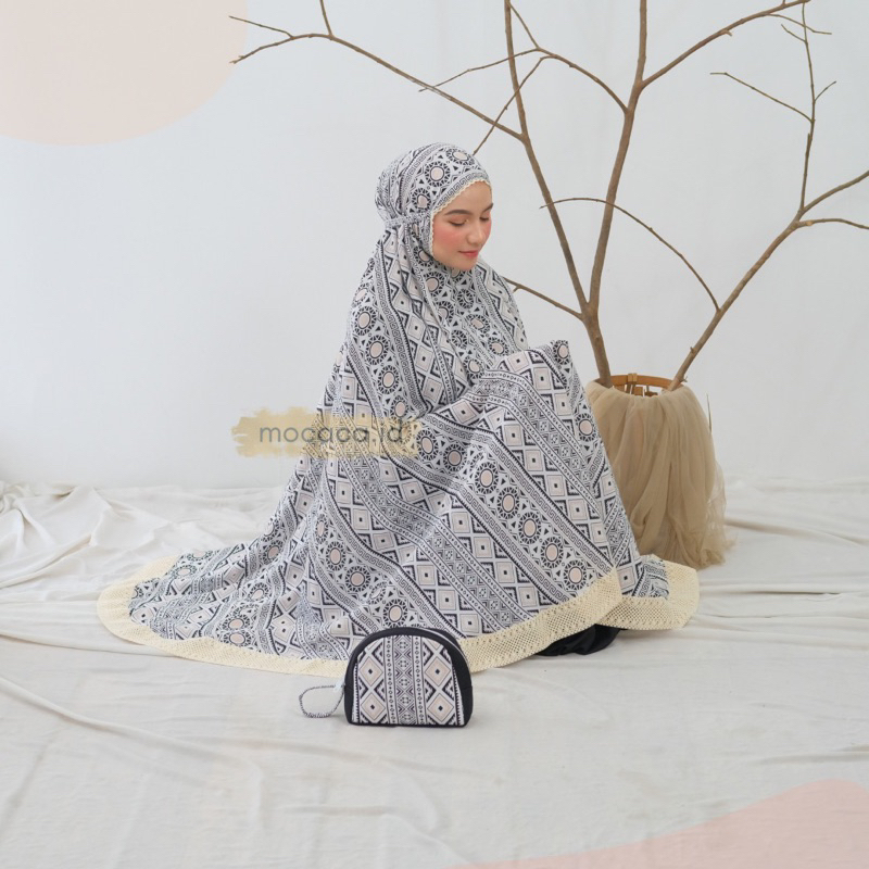 mukena dewasa Ethnic etnik 2in1 jumbo free tas pouch rayon adem bisa ponco - limited stok