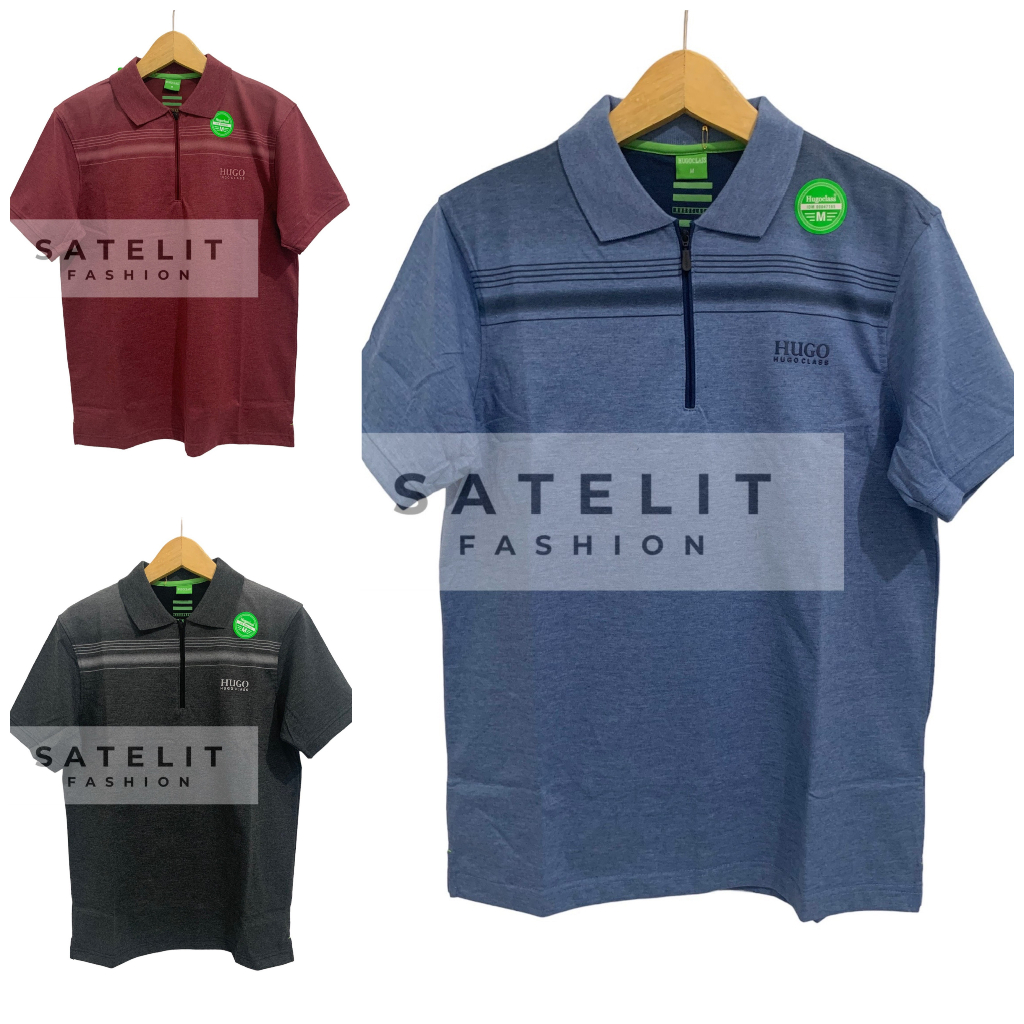 Hugo Class Original Baju Kaos Kerah Polo Distro Pria Misty Polos Sleting YKK (Kancing Kantong)