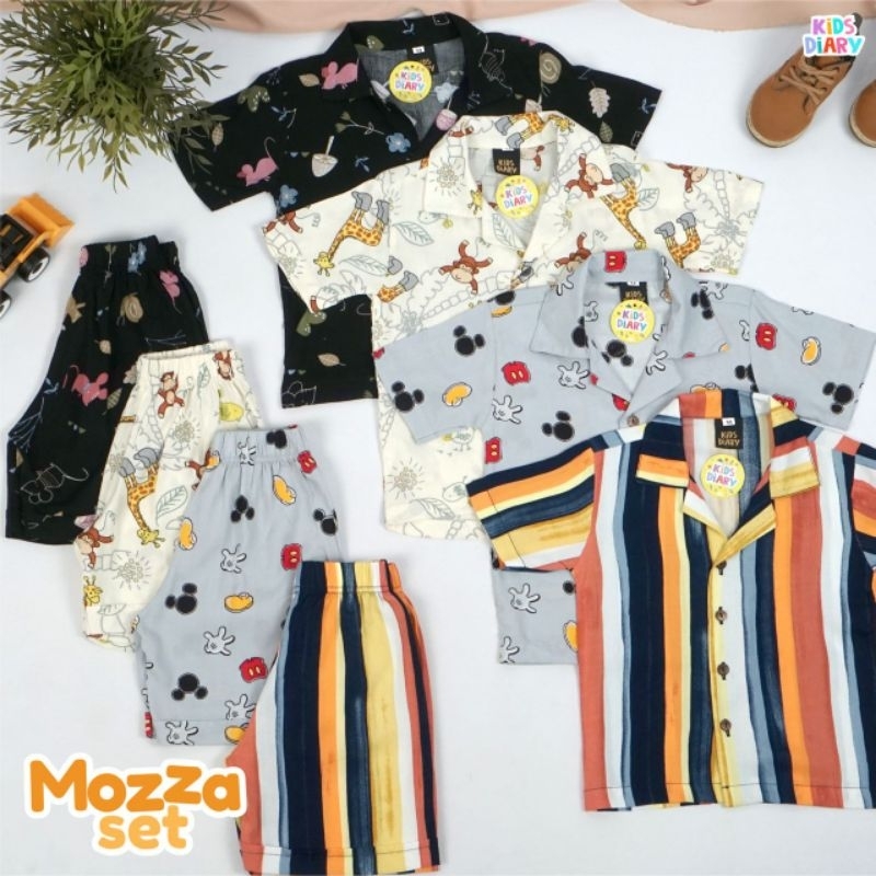 Setelan Mozza Setelan Pendek Anak Rayon Piyama Anak Cakep Usia 1-10 Tahun SML XL XXL