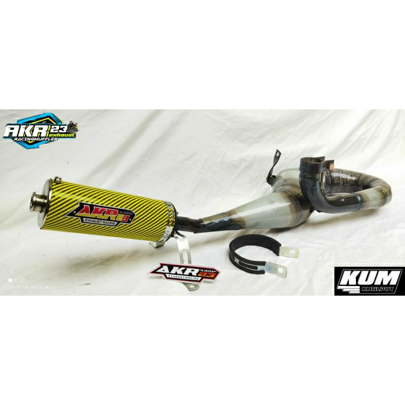 Knalpot Vespa Racing Buang Kanan Big Yellow Galvanis 150cc Series . AKR23 ExhaustRacing