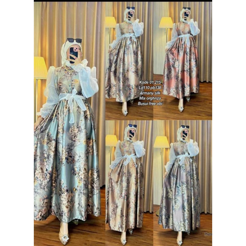 Gamis Silk organza Premium/Gamis silk duit Premium/Gamis silk viral