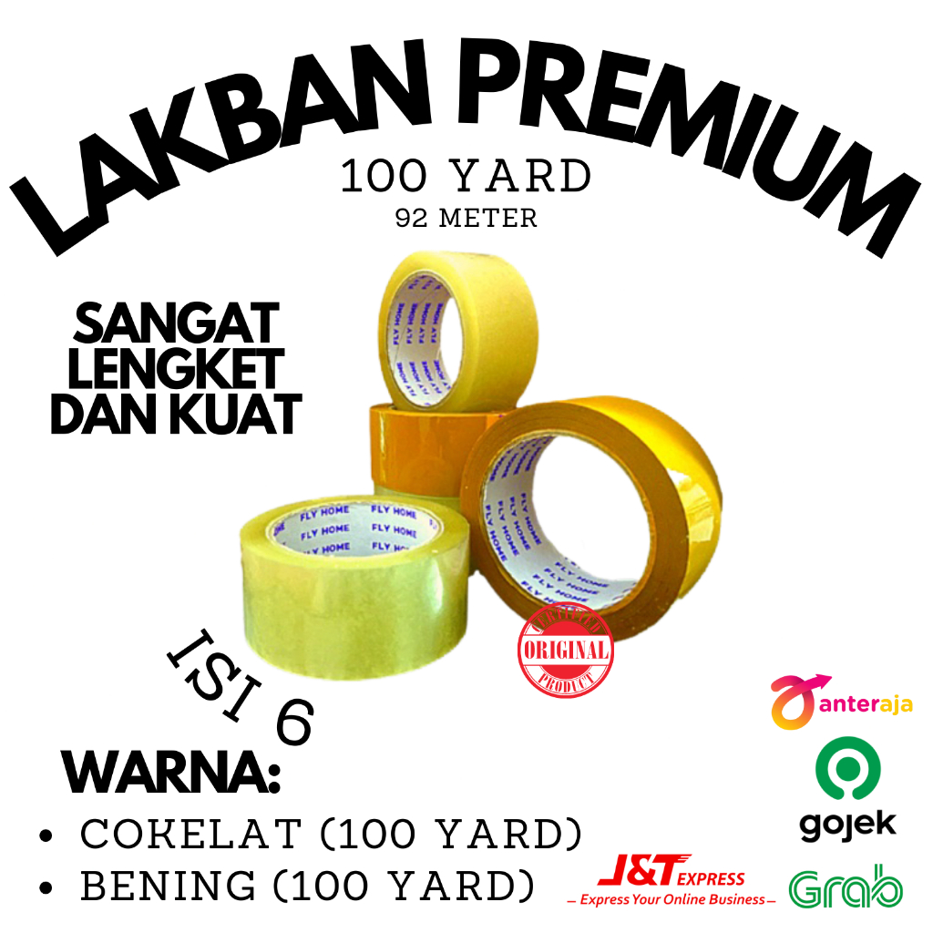 

[Terlaris] LAKBAN BENING/COKELAT 100 YARD X 48 MM PREMIUM PER 6 PCS PALING MURAH!!