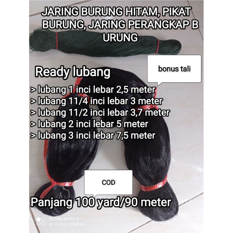 JARING BURUNG HITAM, PIKAT BURUNG, JARING PERANGKAP BURUNG BONUS TALI UKURAN TINGGAL PILIIH