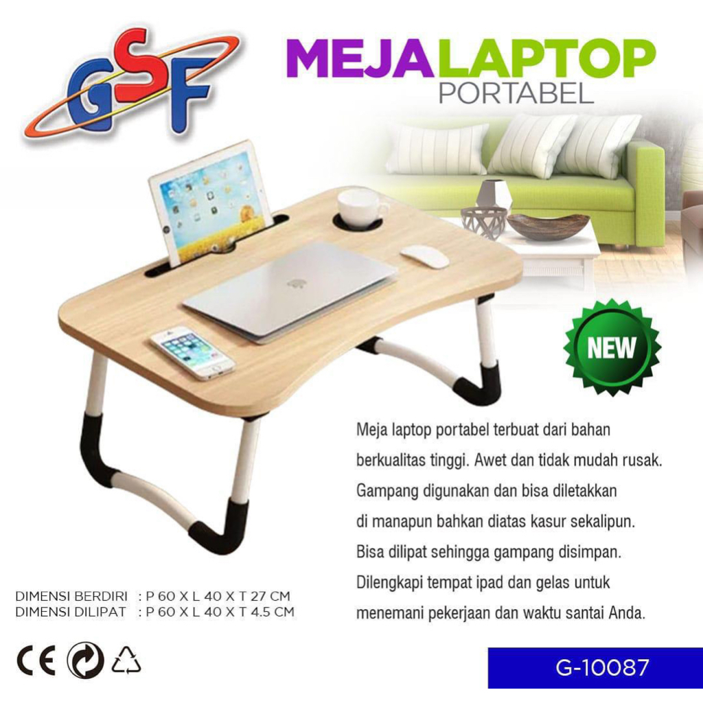 Meja Laptop Polos / GAMBAR 3D GSF 10087 / meja kerja / meja lipat / meja belajar anak / meja bermain