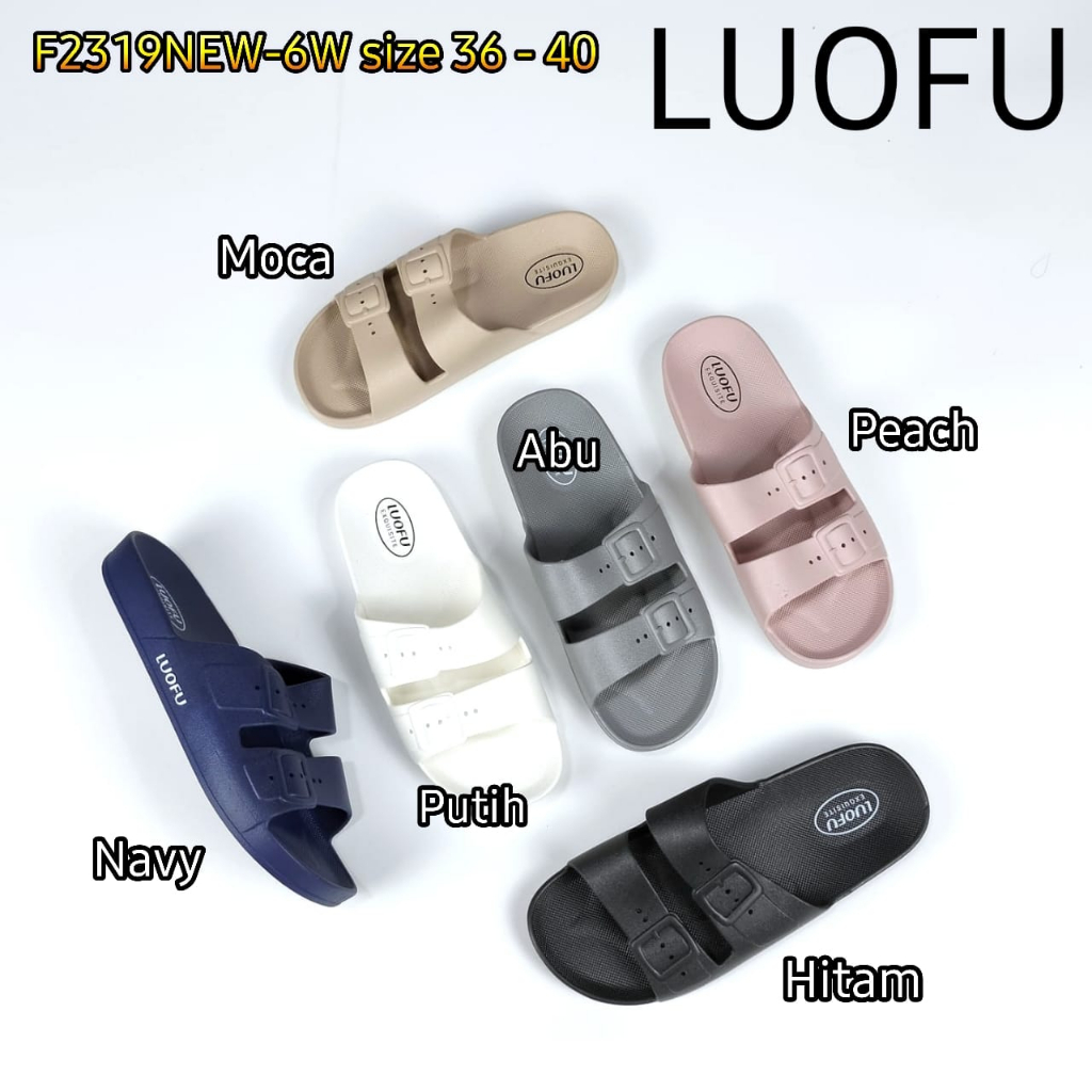 LUOFU ORIGINAL jelly sandal karet empuk murah ban 2 wanita import sendal selop cewek F2319NEW-6W