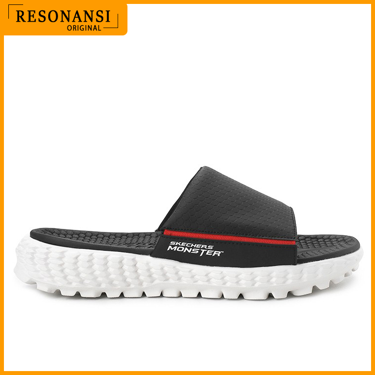 SANDAL PRIA TERBARU SKECHERS ORIGINAL MONSTER HITAM-PUTIH EMPUK KEREN