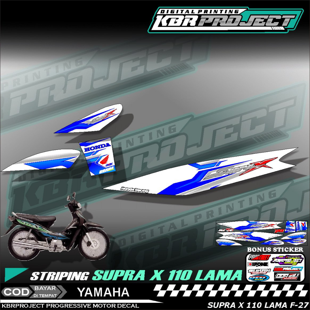 SUPRA X 110 STIKER MOTOR KEREN Stiker Striping SUPRA X 110 Lis Variasi Stiker Motor HONDA Desain Rac
