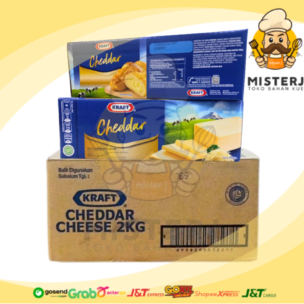 

Kraft Cheese Cheddar Kemasan Baru 2Kg ED 06-2025 | 1 Ctn | 1 Kardus | 8 Pcs | Keju Cheddar 2 Kg X 8 Pcs