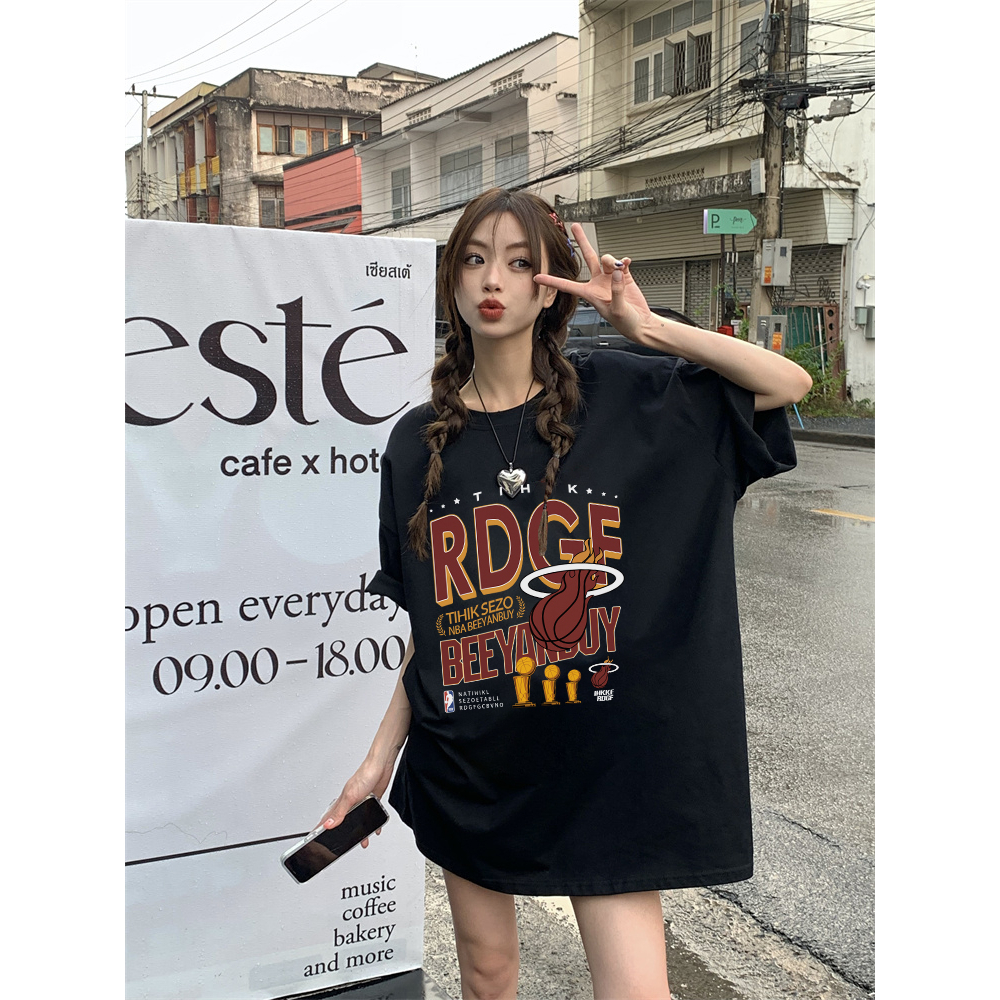 EUNII T-shirt Lengan Pendek Retro Baseball Korean Style/Kaos Atasan Wanita/Baju Kaus Oversize Wanita/Kaos Wanita