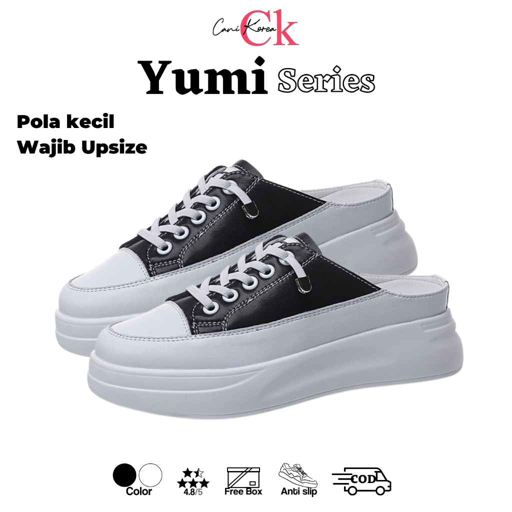 CaniKorea &quot;FREE BOX&quot; Yumi Sepatu Selop Wanita Impor Sepatu Sneakers Nyaman Sepatu Fashion Wanita 9082