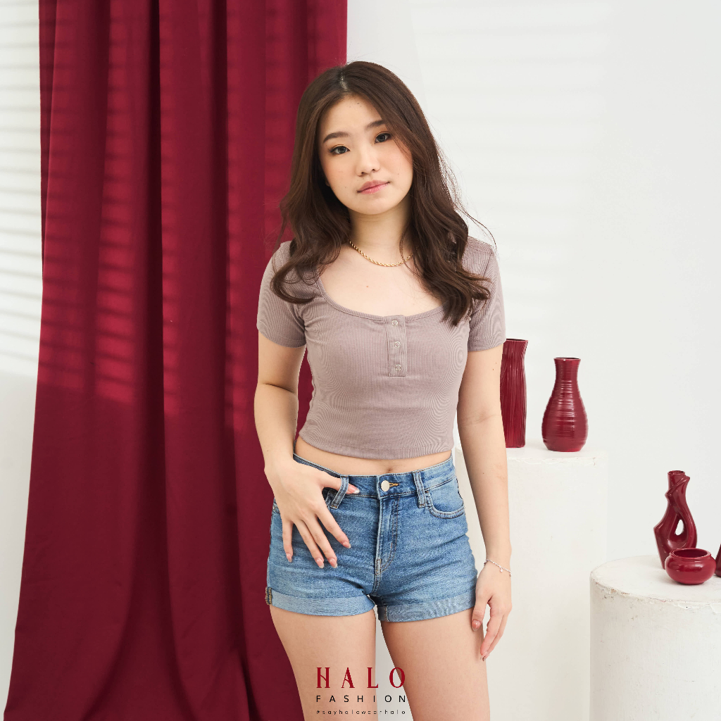 [HaloFashion] Tamara Sexy Crop Top Basic Top Korean Fashion