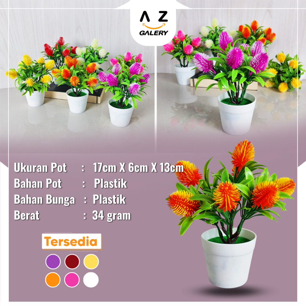 Tanaman Hias Plastik Ornamen Tanaman Bunga Hias Mini Pajangan Dekorasi Rumah Artificial Flower Azgalery PBP61