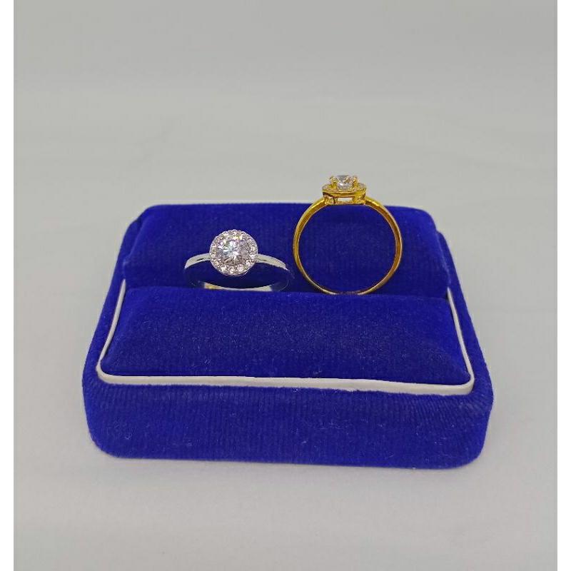 cincin solitaire mp kell/perak asli silver 925 lapis emas/perhiasan fashion wanita terbaru