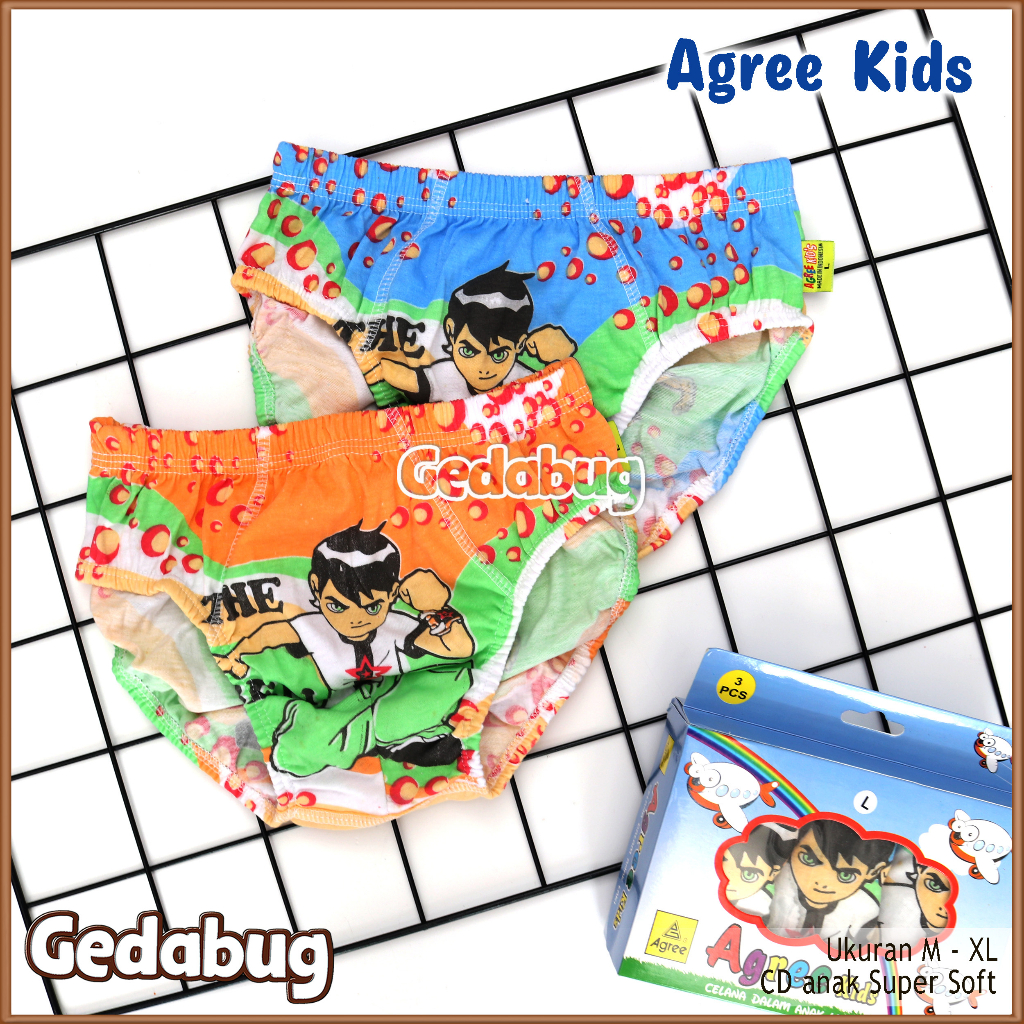 3 Pcs - CD Anak Agree Kids AK 36B | Celana dalam anak Motif karakter | Gedabug