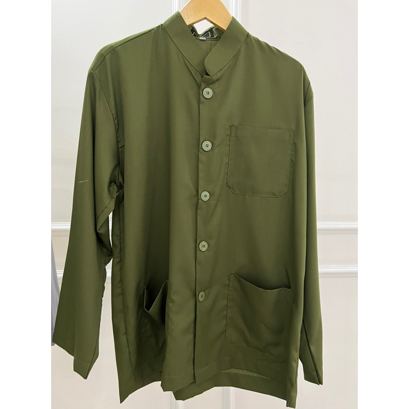 BAJU KOKO SULTAN HIJAU ARMY BAJU KOKO PRIA bahan toyobo premium koko habib koko lengan panjang