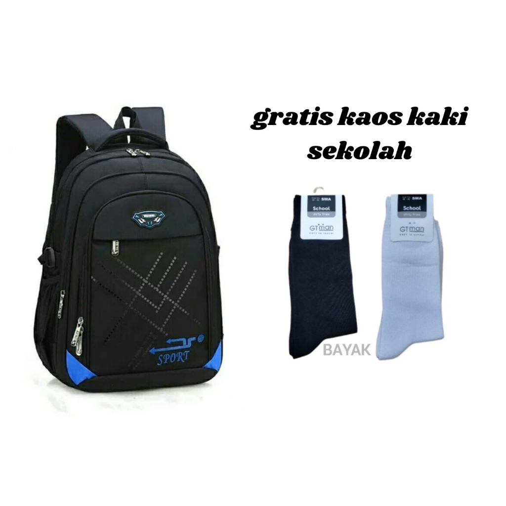 tas sekolah anak laki laki anak perempuan sd smp multifungsi ( spot lis ) free kaos kaki