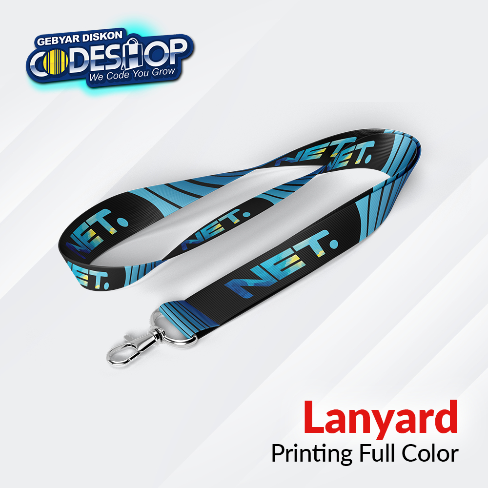 

Custom Tali Lanyard ID Card 90 x 2 cm Printing Full Color 2 Sisi