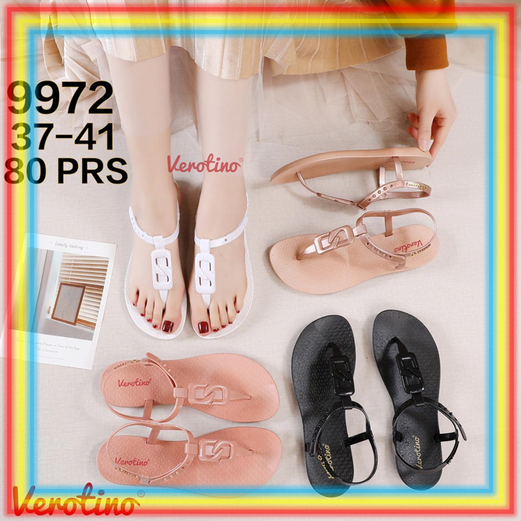 9972 Sepatu Sandal Karet Wanita Verotino Sepatu Sendal Cewek Gladiator Korea Motif Rantai Glanzton