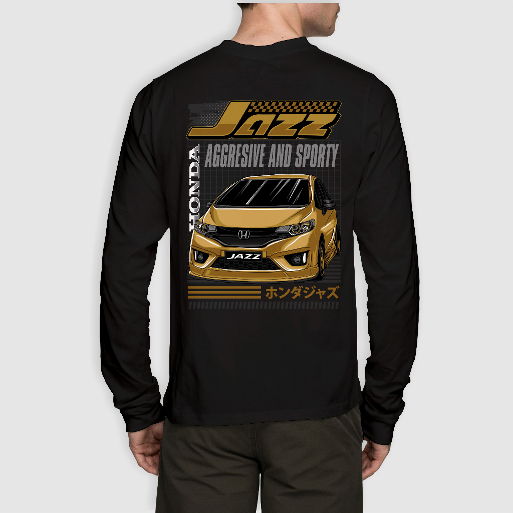 Kaos Honda JAZZ GK5 GOLD Lengan Panjang - Kaos Mobil JAZZ