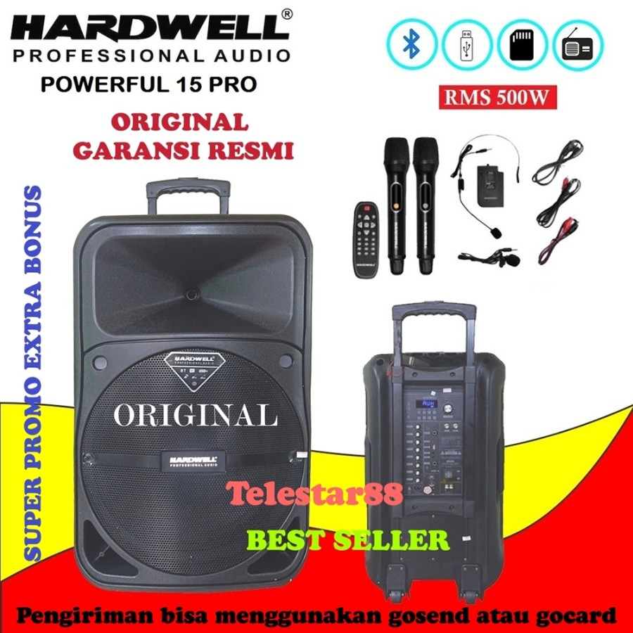 Speaker Portable 15 Inch Terbaik Hardwell Powerfull 15 Pro Bluetooth