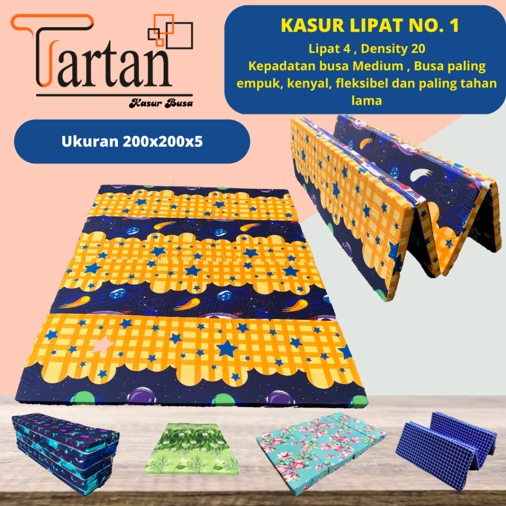 Kasur Busa Lipat TARTAN D20 Ukuran 200x200x5 Garansi 15 Tahun Jaminan Anti Kempes