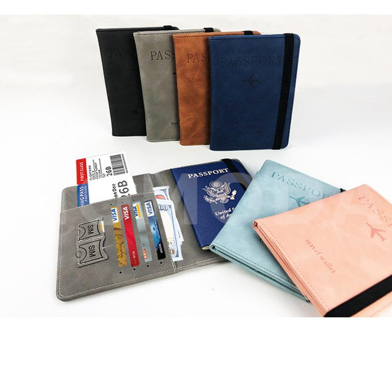 Tas paspor RFID pu kulit multi-fungsi dapat menempatkan kartu SIM tas dokumen kulit tempat pemegang paspor