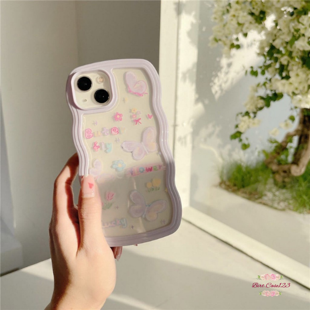 CUSTOM SOFTCASE WAVE GELOMBANG CLEAR CUSTOM BUTTERFLY FOR IPHONE 7 8 7+ 8+ X XS XR XS MAX 11 12 13 14 PRO MAX PLUS BC7563