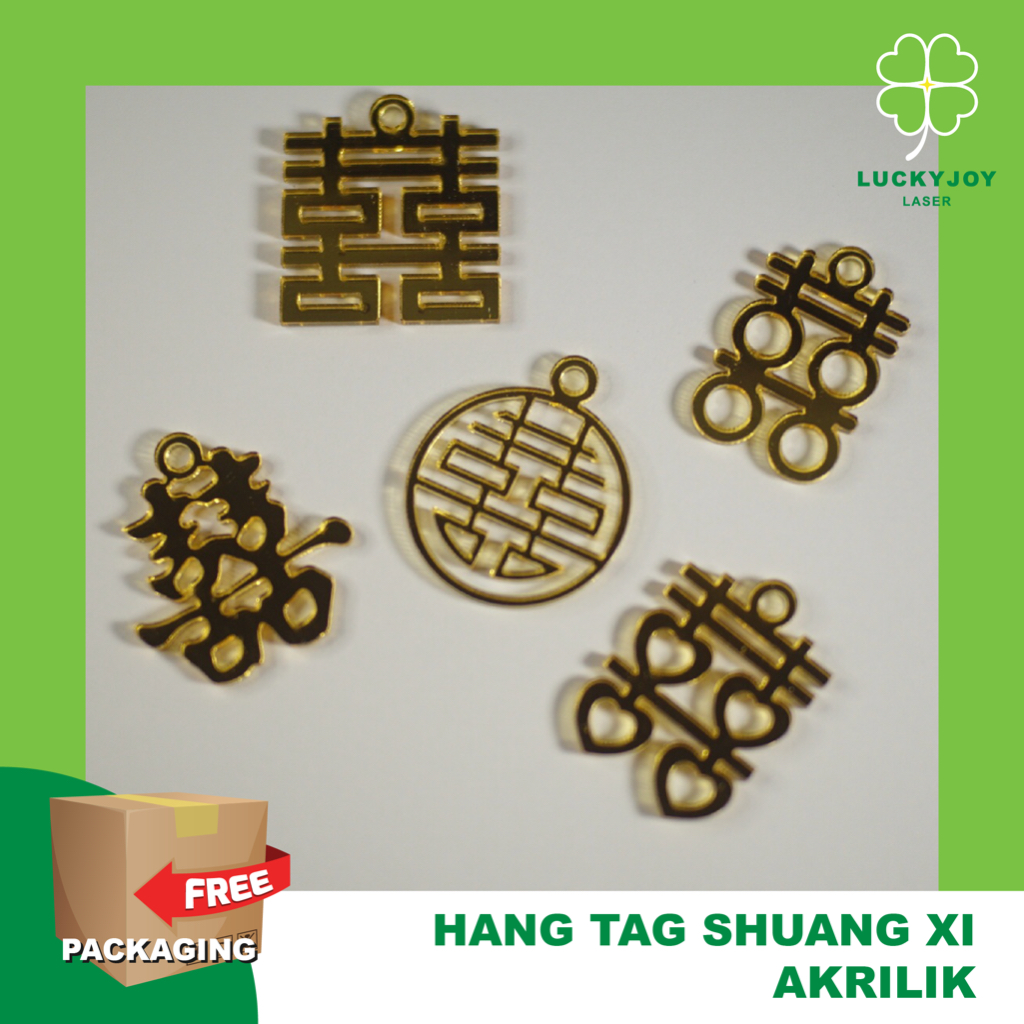 

hang tag shuang xi akrilik hangtag xuangxi xhuang xi shuangxi double happiness logo chinese acrylic