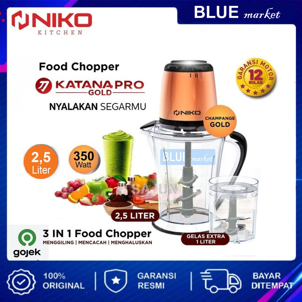 Food Processor Niko Katana Pro Gold 2 Liter Pencacah Daging