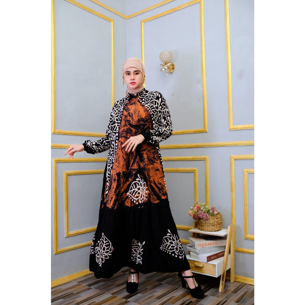 Gamis Batik Cap Modern Tebal Standar Jumbo 2023