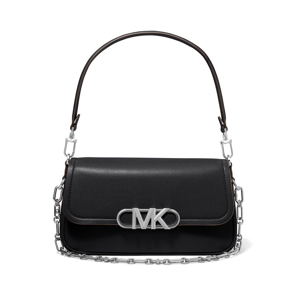 MK Parker Medium Leather Shoulder Bag Royal Black (26 x 16 x 6)