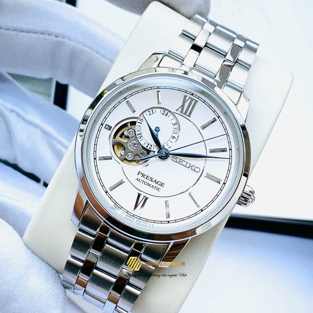 Seiko Presage SSA365J1 White Dial Open Heart - Jam Tangan Pria SSA365