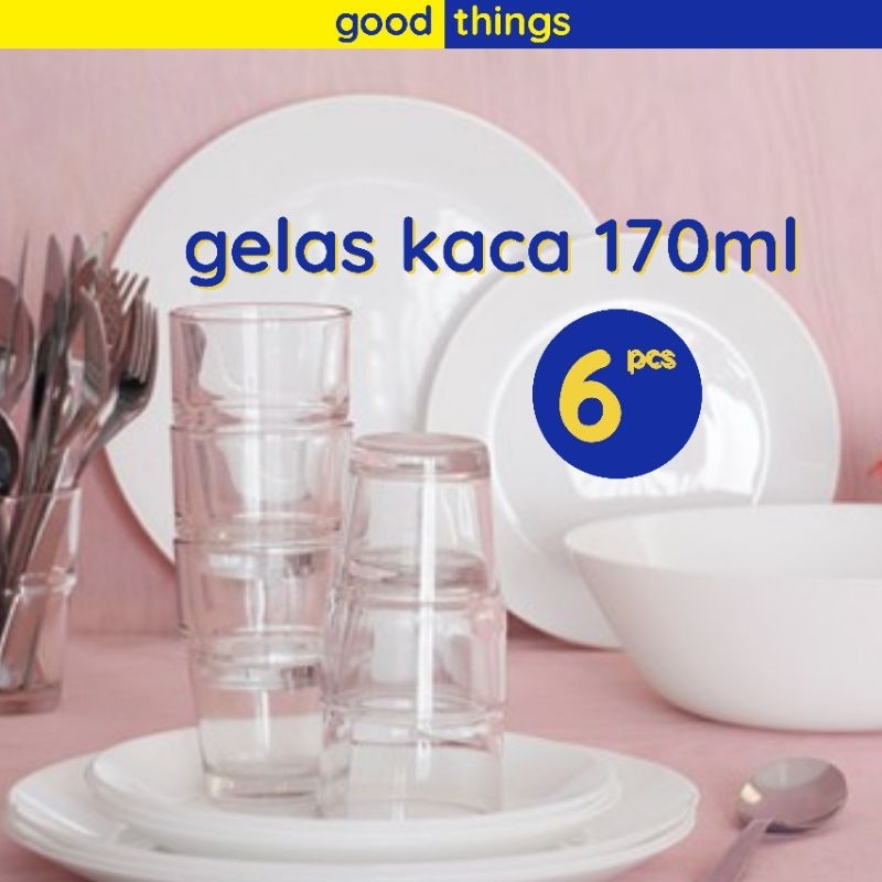 Gelas Kaca Bening 170 ml Ikea Reko Set isi 6