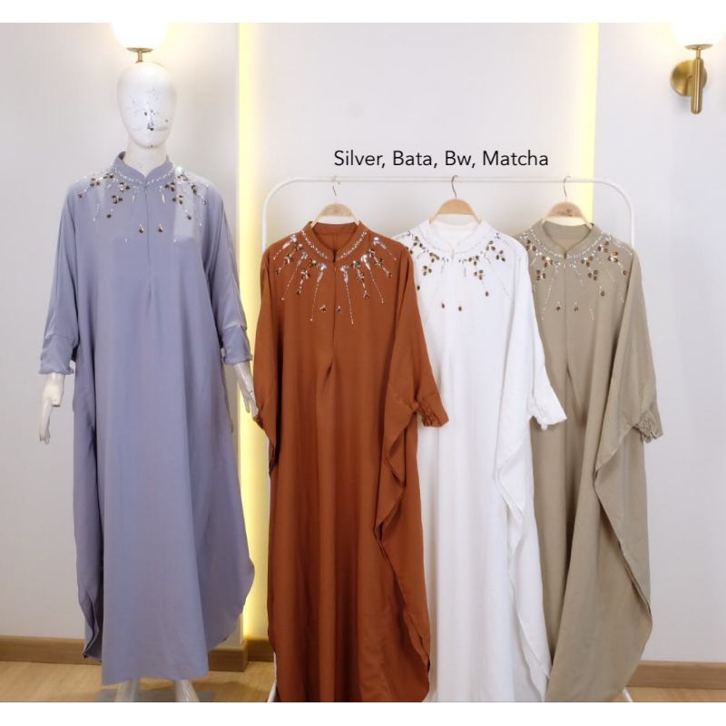 Izorah kaftan payet busui Kaftan shakila Dress elegan mewah / Gamis syari Putih Busui premium/ Dress