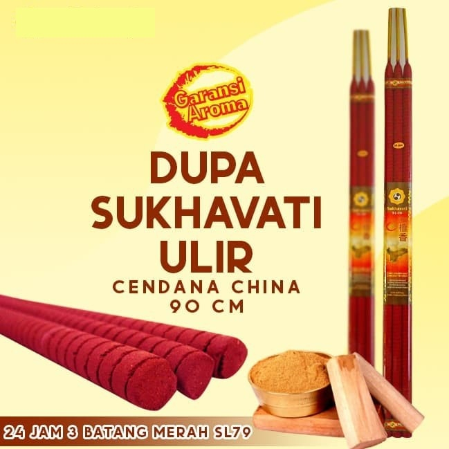 Dupa/Hio Wangi/Harum Cendana China Merah Sukhavati 3 Batang 24 Jam