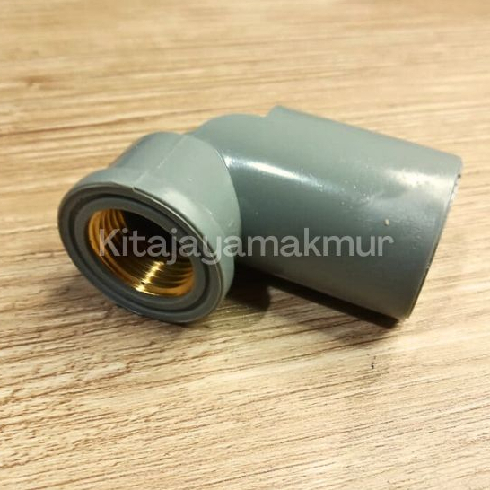 Soket L BOW  1/2" - 3/4" - 1/2" x 3/4" SDD Soket Sok Sambungan Pipa Drat Dalam Kuningan