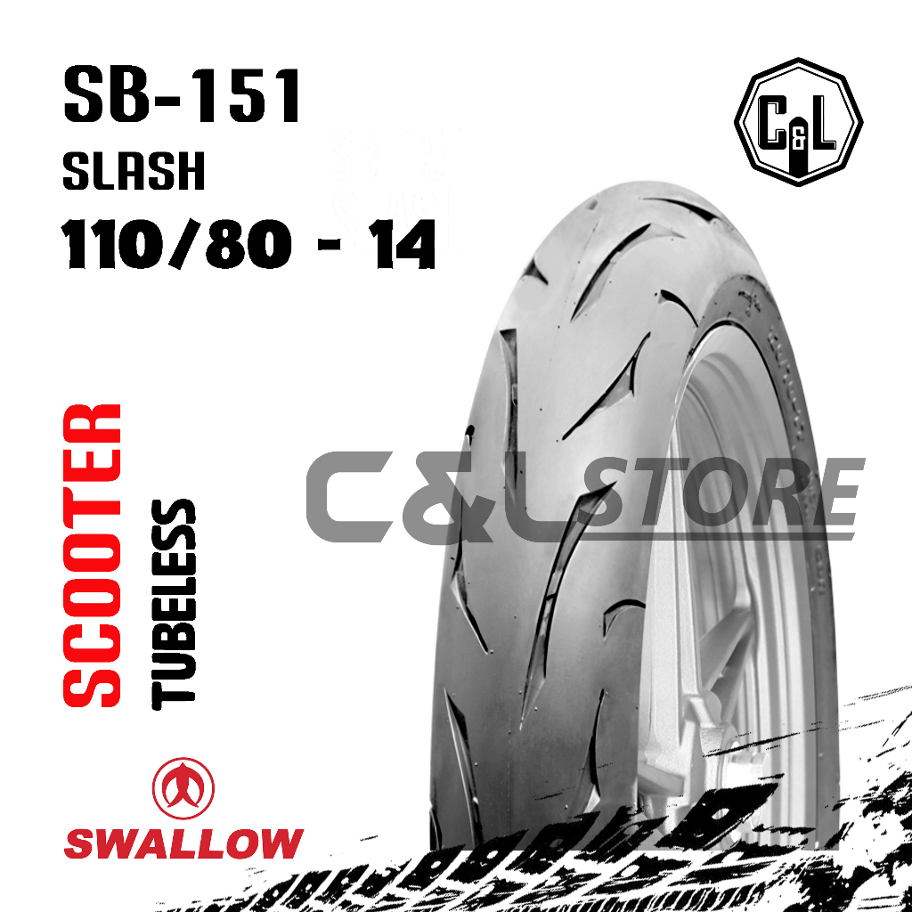 BAN LUAR MOTOR SWALLOW 110/80-14 RING 14 SB-151 SLASH TUBELESS