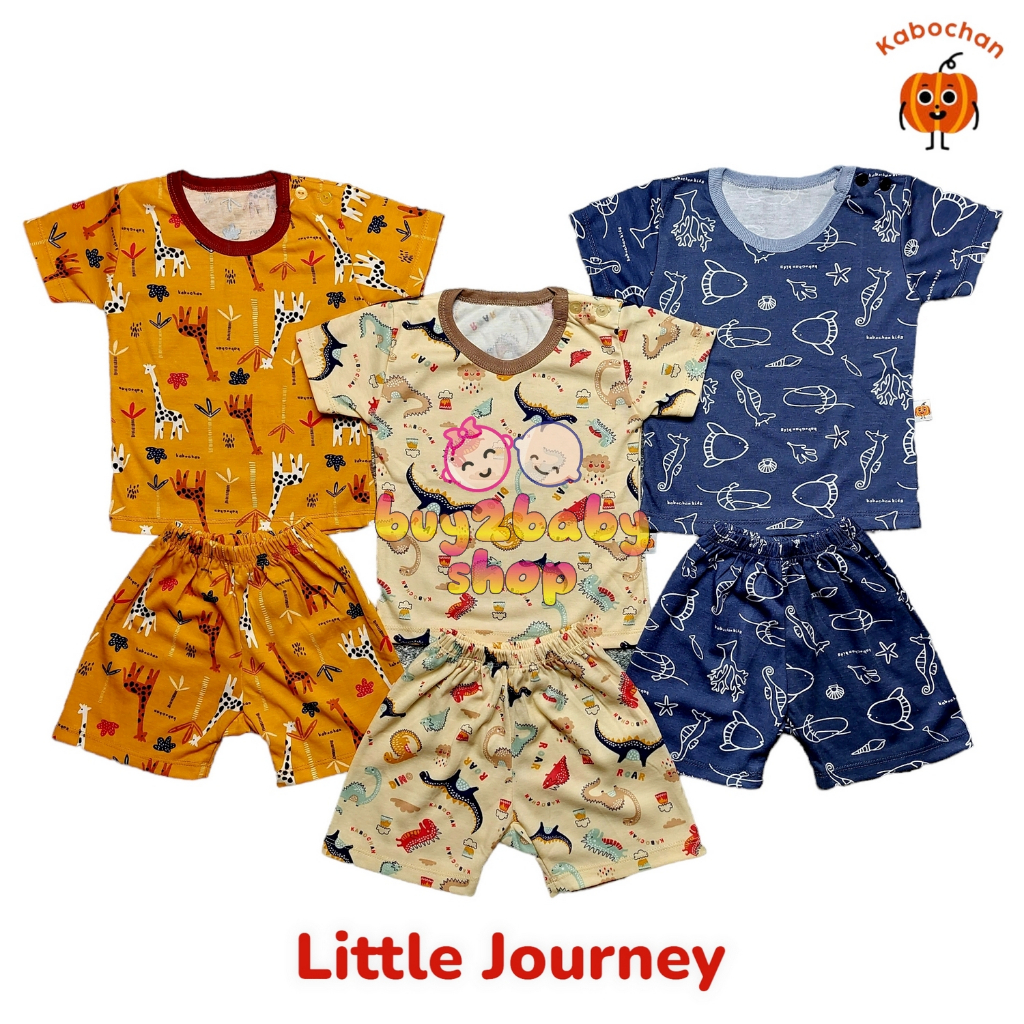 3 Setelan baju anak bayi kaos pendek celana pendek katun premium Kabochan Kid usia 0-3 Tahun isi 1-3 Setel