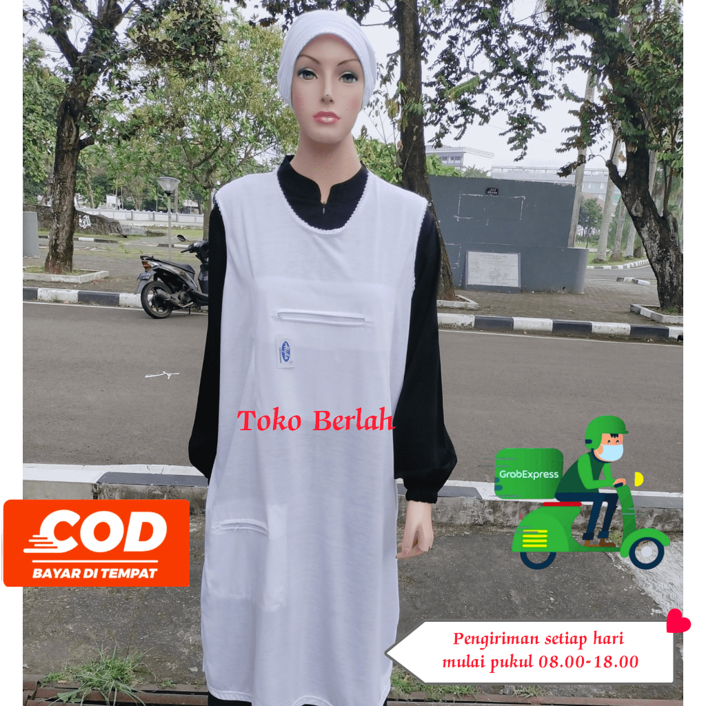 Dalaman Gamis panjang saku Doraemon bahan katun merek alif