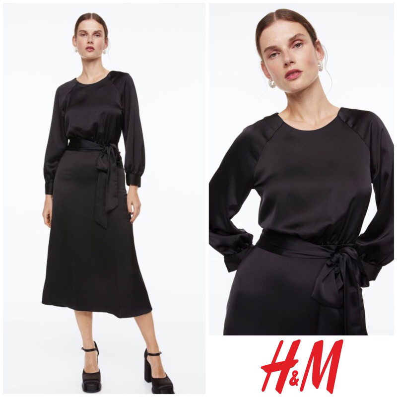 Weekday parida satin shirt dress in BLACK