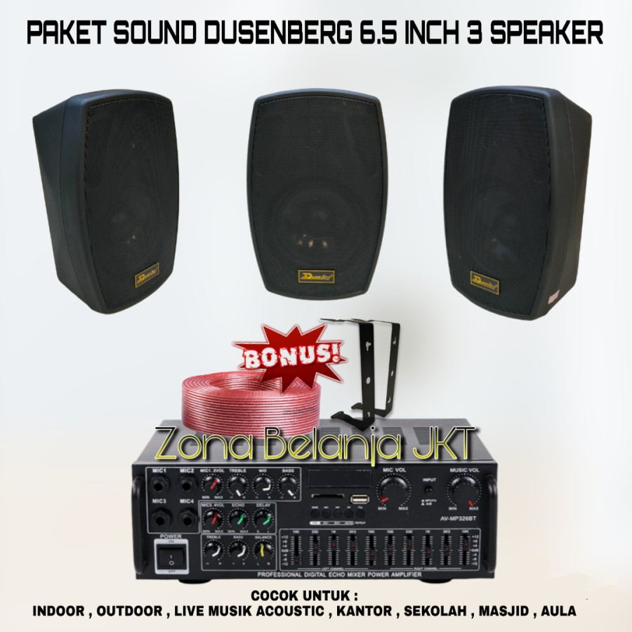 PAKET SOUND CAFE AULA KANTORAN DUSENBERG 6.5 INCH 3 SPEAKER ( SET 1 )