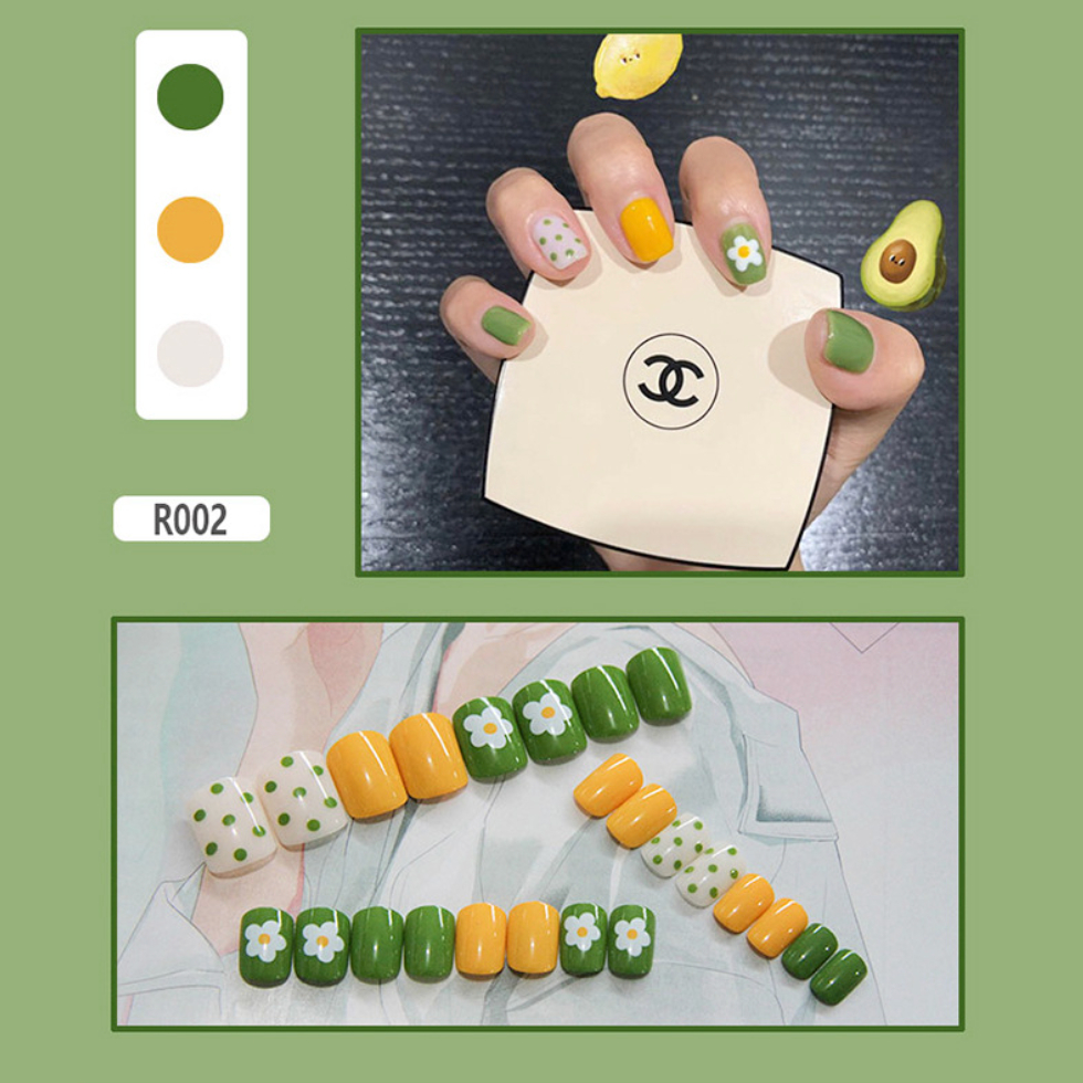 24pcs Kuku Palsu akrilik Fashion Korea / Fake Nail Art korean fashion version denagn lem KU040