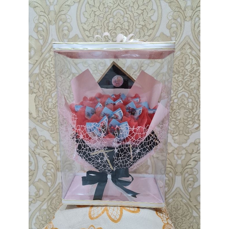 Money Bouqet / Buket uang / box hantaran / dengan mika