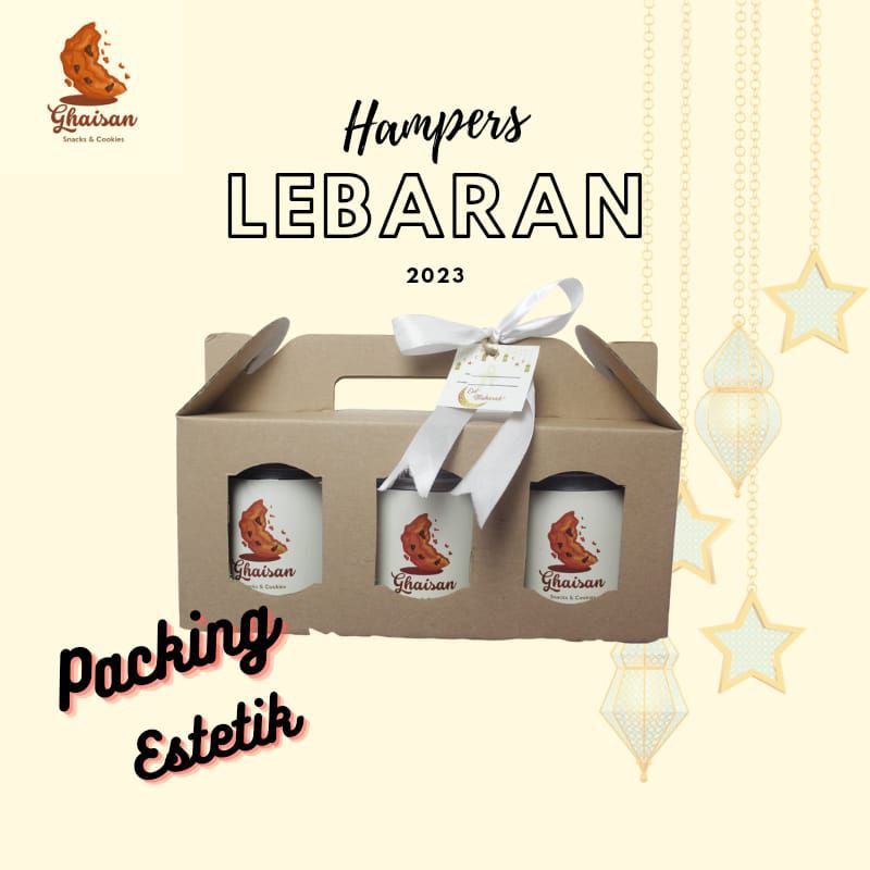 

HAMPERS LEBARAN ESTETIK ISI 3 JAR SNACKS (FREE BOX)