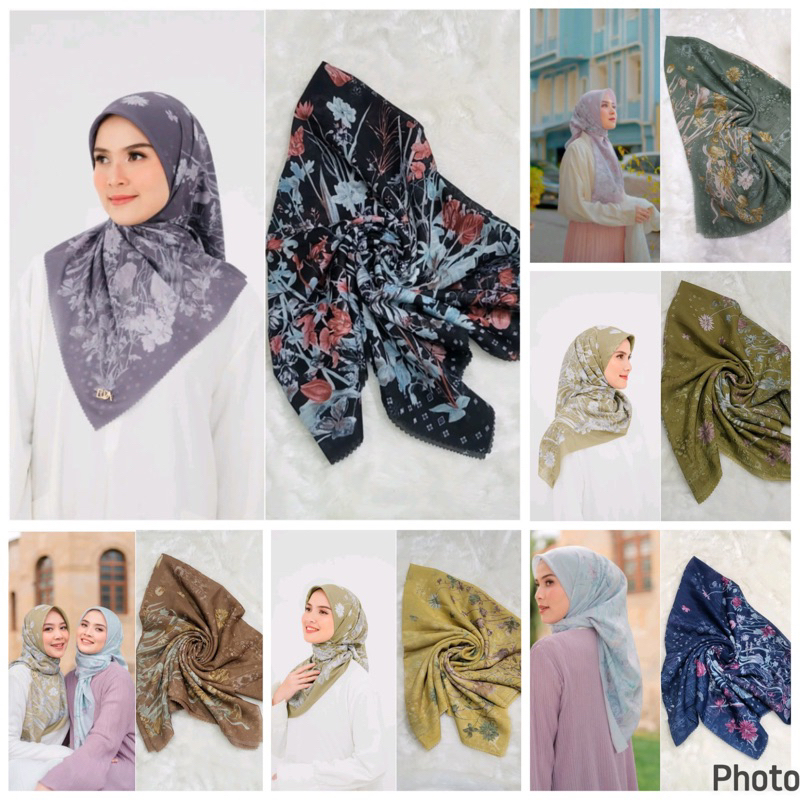 HIJAB VOAL SEGI EMPAT MOTIF BUNGA KECIL