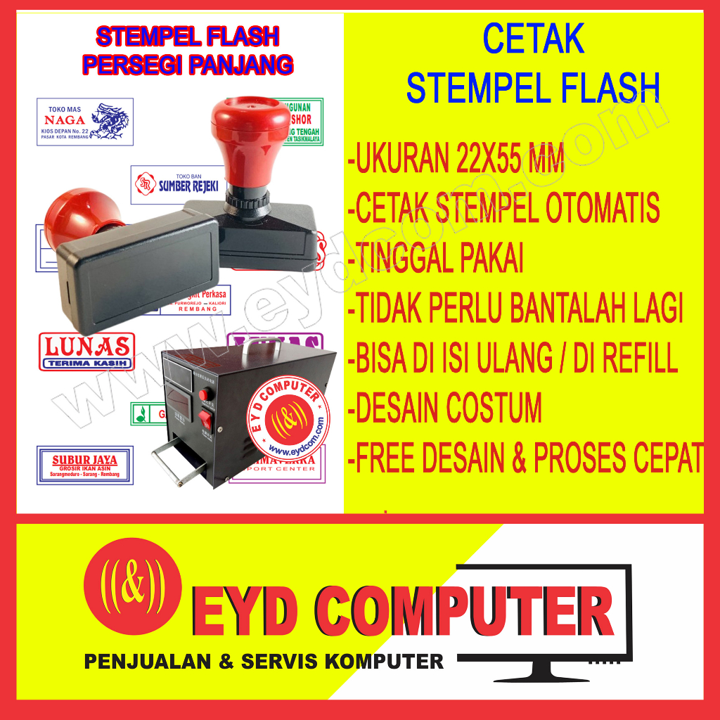 

CETAK STEMPEL FLASH 22X55MM PERSEGI PANJANG FREE DESAIN COSTUM CAP SETEMPEL OTOMATIS PRINT STAMP