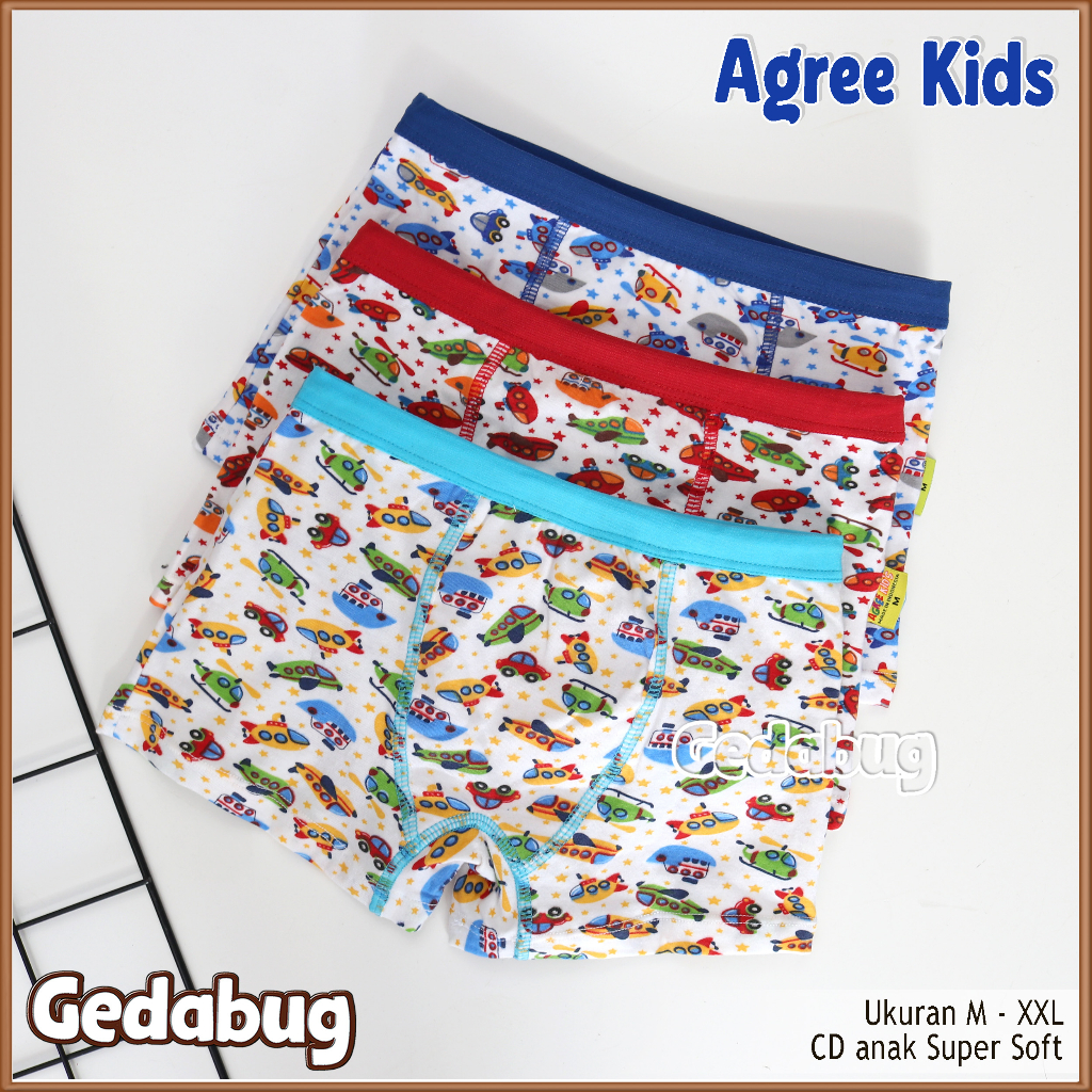 2 Pcs - CD Anak Cowok Agree 6166 Putih / Celana Dalam Anak Cowok Agree boxer | Gedabug