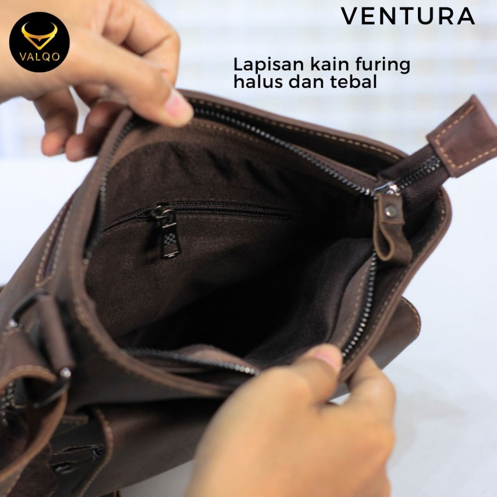 [VALQO] VENTURA Tas kulit sapi Selempang Slingbag Cowok Pria Laki-Laki bisa COD