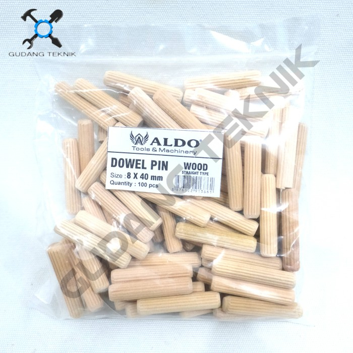 Dowel Penyambung Kayu Pin Stik Joiner isi 100pcs Ukuran 6mm 8mm 10mm ALDO / Sambungan Sambung Pen Penggabung Kayu Stick Bulat Ulir ALDO